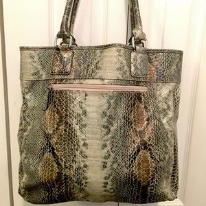 Large shoulder bag faux snake skin